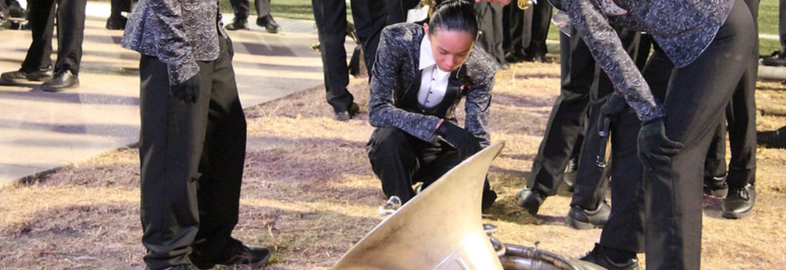 Jeffery Chen performing with the Westwood Marching Band
